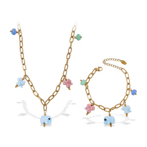 Collier Pendentif Oceanic En Acier Inoxydable Étanche Couleur Or (1 Pièce) h5 Image6