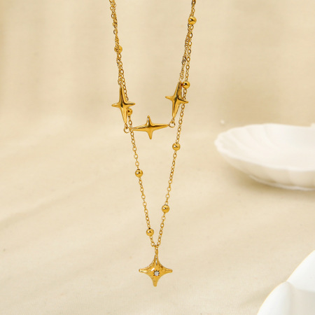 Collier Simple À Double Chaîne Étoile Pour Femme 2