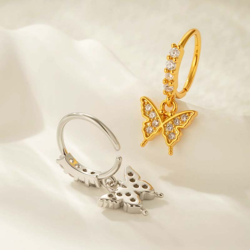 1 Piercing De Nez Papillon En Cuivre Doré Et Zircon h5Image3