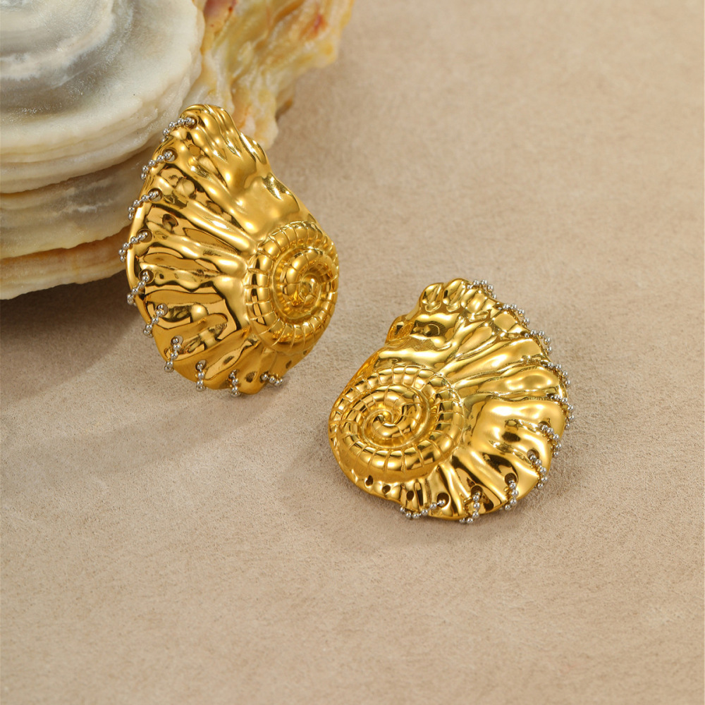 Boucles D'Oreilles Puces Pour Femmes Vacation Turtle En Acier Inoxydable Étanche Couleur Or Image3