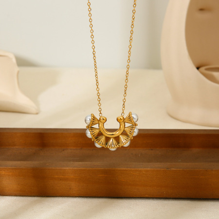 Colliers pendentifs géométriques simples pour femmes, en acier inoxydable étanche 2