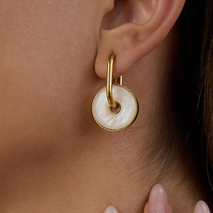 1 Paire De Boucles D'Oreilles Créoles Annulaires Élégantes En Acier Inoxydable Étanche Couleur Or Pour Femme h5 Image5