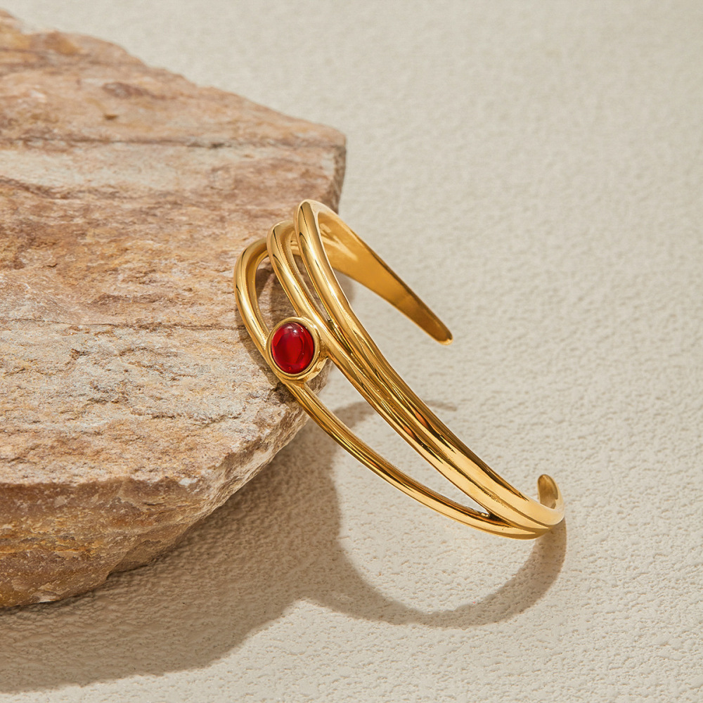 Bracelet Classique Pour Femme, En Acier Inoxydable, Couleur Or, Étanche (1 Pièce) Image7