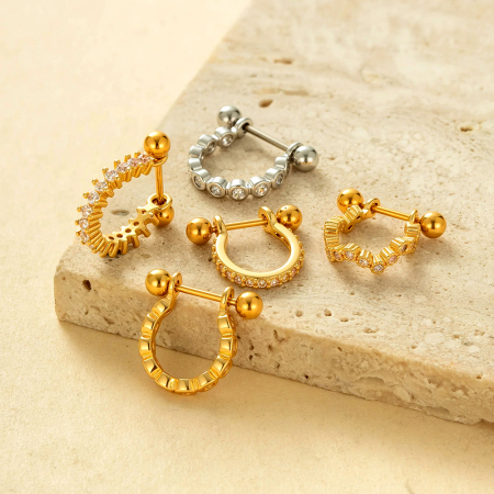 1 pièce de boucles d'oreilles piercing en zircon couleur or cuivré