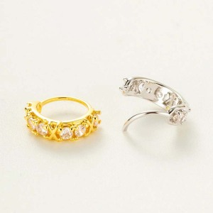 1 Pièce De Piercing De Nez Géométrique En Cuivre Doré Et Zircon Pour Femme h5 Image6