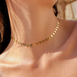 Collier Chaîne Femme Classique En Acier Inoxydable, Couleur Or, Imperméable, Orné D'Un Coquillage (1 Pièce) h5 Image7
