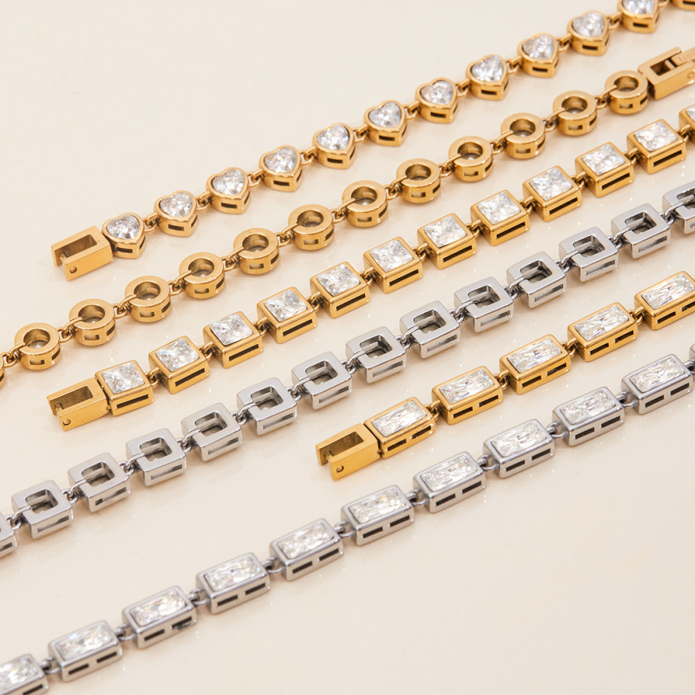 Bracelet Chaîne Femme En Acier Inoxydable Doré, Étanche, Motif Géométrique Sexy, Collection Luxueuse (1 Pièce). h5Image7