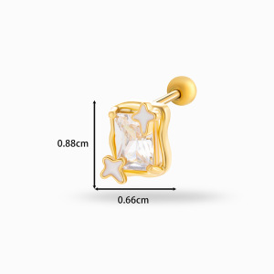 1 Boucle D'Oreille Piercing En Cuivre Et Zircon h5 Image2