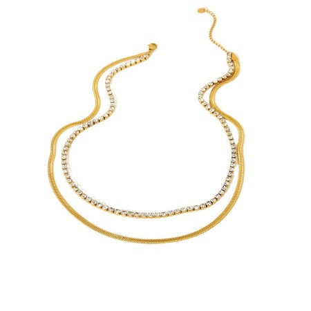 1 paire de colliers superposés géométriques simples pour femme, en acier inoxydable étanche, à porter au quotidien 2