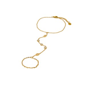 Bracelet En Acier Inoxydable Étanche, Couleur Or, Avec Zircon, À Relier Au Doigt (1 Pièce). h5 Image5