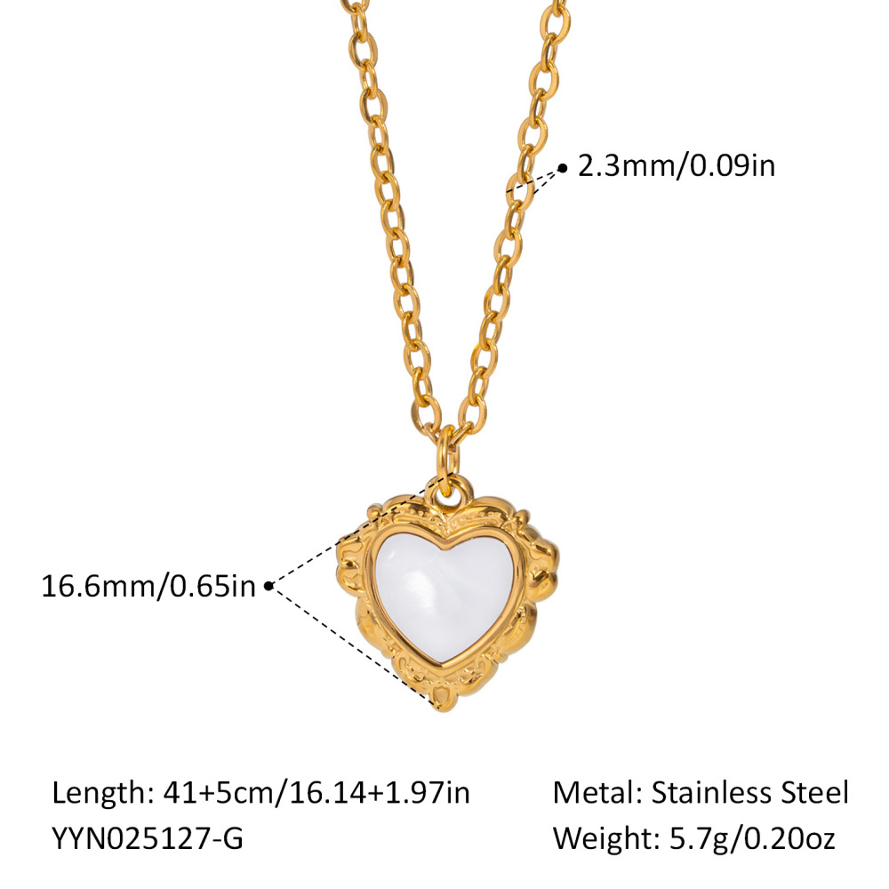 Collier Pendentif Cœur En Acier Inoxydable Étanche Couleur Or (1 Pièce) 