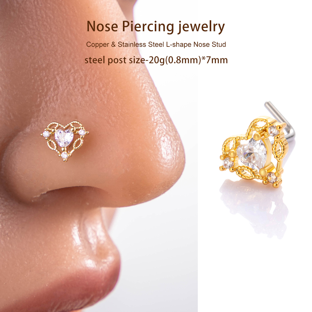1 Pièce De Piercing De Nez En Zircon Couleur Cuivre Doré Image5