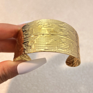 Bracelet Manchette Étanche En Acier Inoxydable Couleur Or (1 Pièce) h5 