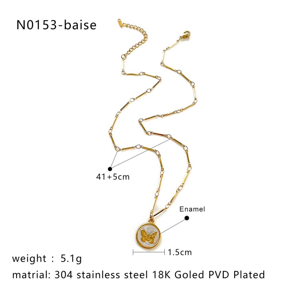 Collier Pendentif Papillon En Acier Inoxydable Émaillé, Couleur Or, Étanche