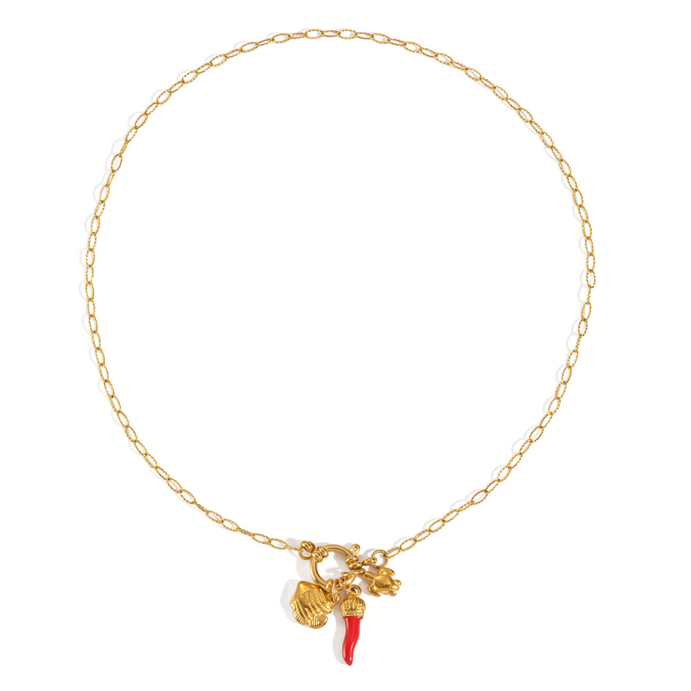 Collier Pendentif Chill Charm En Acier Inoxydable Étanche Couleur Or (1 Pièce) Image5