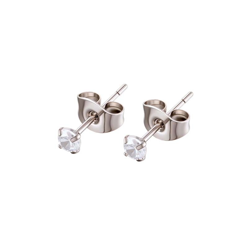 Boucle D'Oreille Piercing Simple En Acier Inoxydable Étanche Couleur Or Avec Zircon (1 Pièce)
