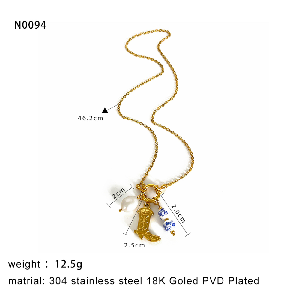 Collier Pendentif En Acier Inoxydable Imperméable Couleur Or (1 Pièce)
