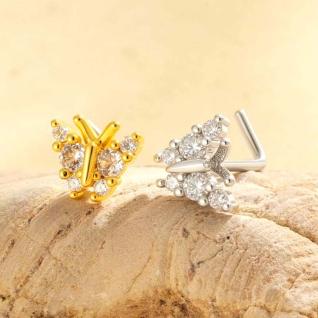 1 pièce de piercing de nez papillon en cuivre doré et zircon pour femme