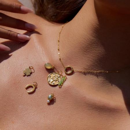 Collier Pendentif Trèfle Personnalisable En Acier Inoxydable, Étanche, Couleur Or, Pour Femme (1 Pièce)