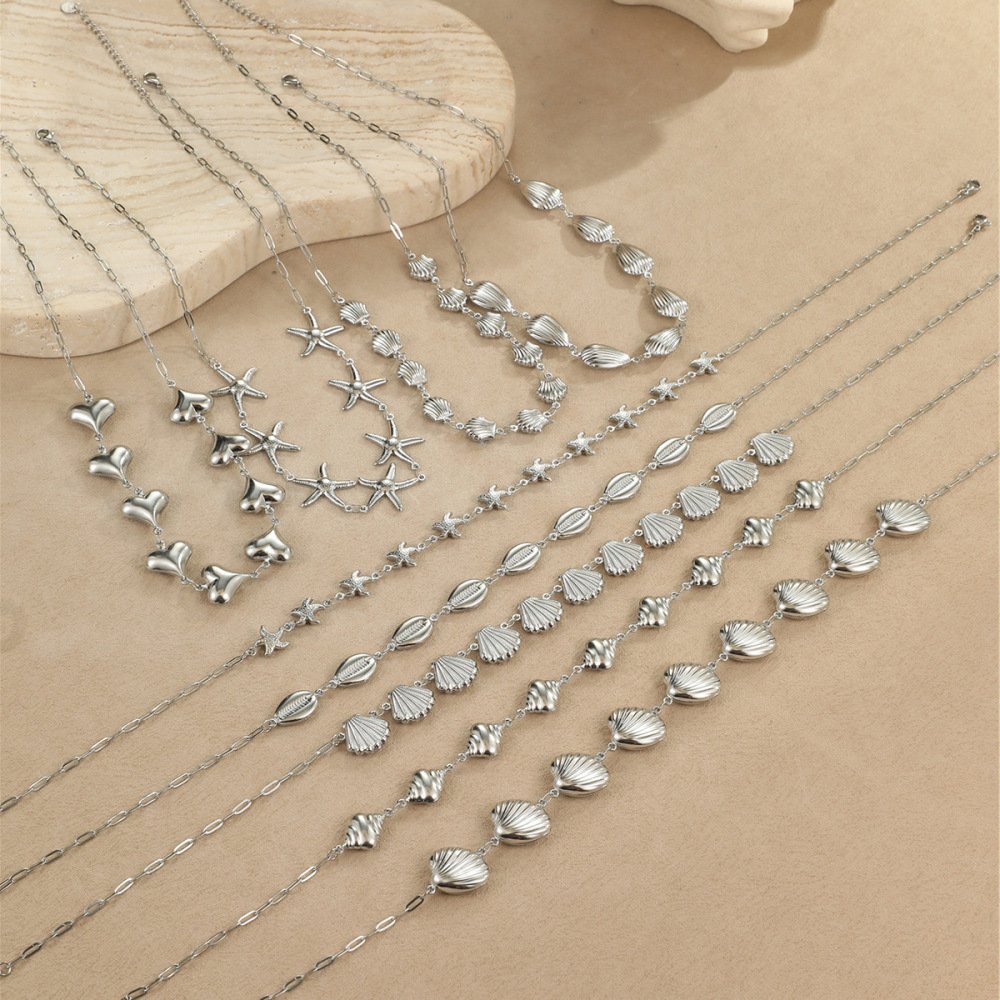 1 Paire De Colliers À Pendentif Tortue De Vacances En Acier Inoxydable Pour Femme, Série Romantique Image2