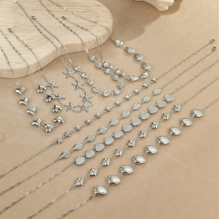 1 paire de colliers à pendentif tortue de vacances en acier inoxydable pour femme, série romantique 2