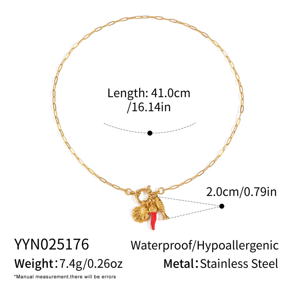 Collier Pendentif Chill Charm En Acier Inoxydable Étanche Couleur Or (1 Pièce) 