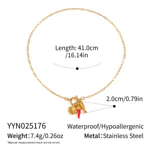 Collier Pendentif Chill Charm En Acier Inoxydable Étanche Couleur Or (1 Pièce) h5 