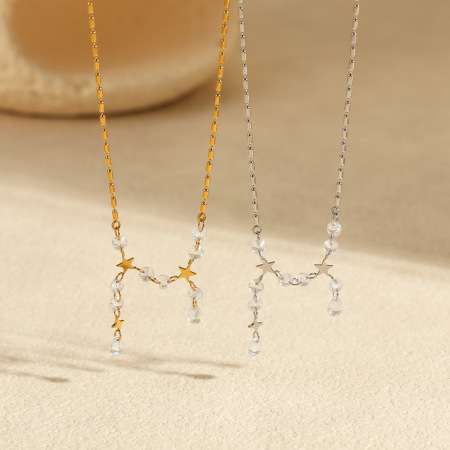 Colliers à maillons pour femmes, en acier inoxydable, imperméables, avec motif étoile douce et simple 2