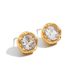 Boucles D'Oreilles Puces Pour Femme, Collection Classique, Géométriques, En Acier Inoxydable, Étanches, Couleur Or (1 Paire). h5