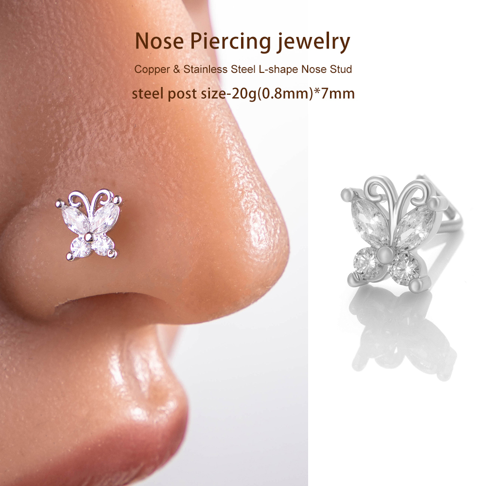 1 Pièce De Piercing De Nez En Zircon Couleur Cuivre Doré h5Image5