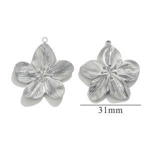 Pendentif Femme Étanche En Acier Inoxydable À Motif Floral (1 Pièce) h5 