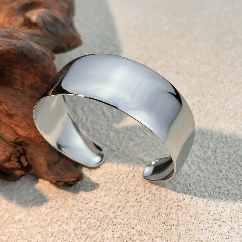 Bracelet Manchette Simple En Acier Inoxydable Étanche Couleur Or (1 Pièce) 