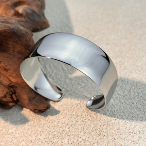 Bracelet Manchette Simple En Acier Inoxydable Étanche Couleur Or (1 Pièce) h5 