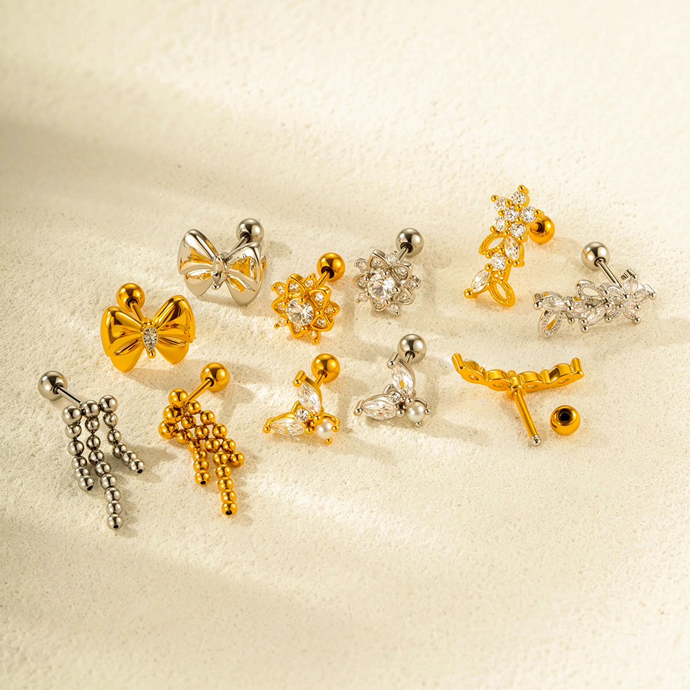 Boucles D'Oreilles À Tige En Acier Titane Et Zircon Pour Femme, 1 Pièce Image3