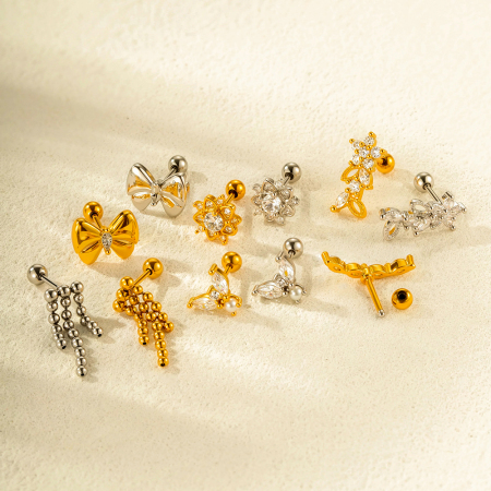 Boucles D'Oreilles À Tige En Acier Titane Et Zircon Pour Femme, 1 Pièce 2