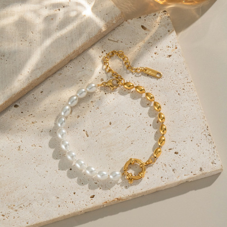 Bracelet élégant en acier inoxydable étanche avec perles (1 pièce) 2