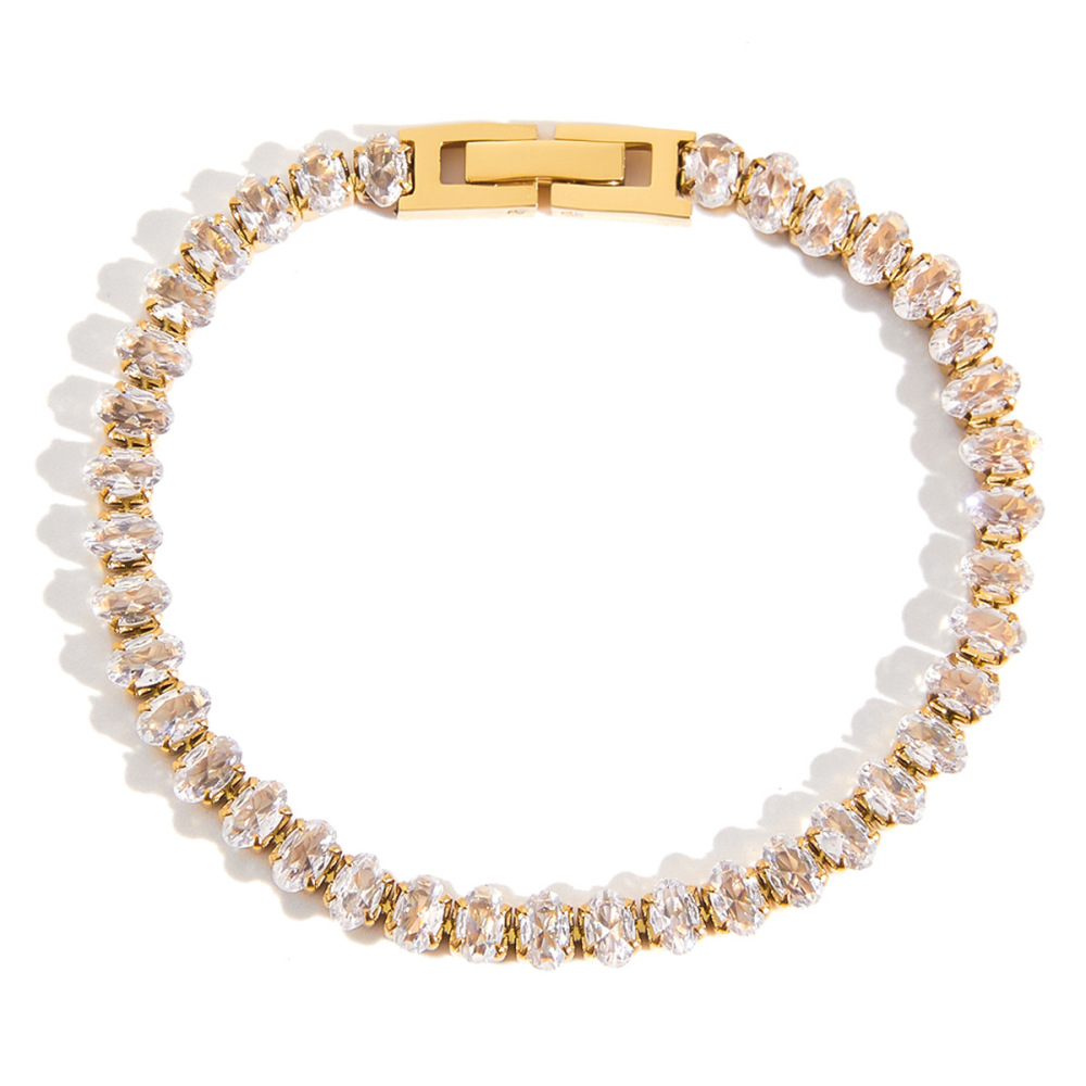 Bracelet À Maillons Pour Femme, 1 Pièce, Série Luxueuse, Haut De Gamme, Géométrique, En Acier Inoxydable, Étanche, Couleur Or