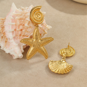 Boucles D'Oreilles Pendantes Pour Femmes, Motif Tortue De Vacances, En Acier Inoxydable, Étanches, Couleur Or. h5 Image5