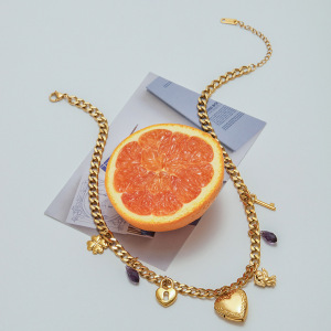 Collier Pendentif Femme Élégant En Forme De Cœur, En Acier Inoxydable Doré, Étanche, Collection Romantique (1 Pièce) h5 Image8