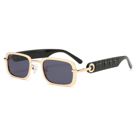 Lunettes de soleil pour femmes en métal de couleur unie décontractées de la série Simple