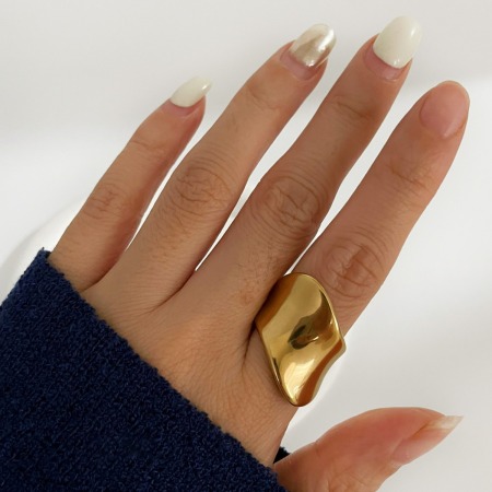 Bague simple en acier inoxydable couleur or, 1 pièce
