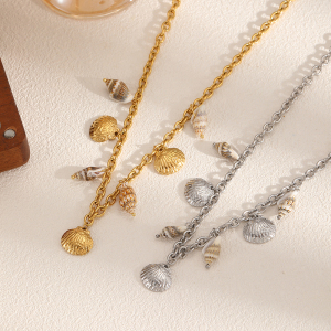 Collier Pendentif Oceanic En Acier Inoxydable Étanche Couleur Or (1 Pièce) h5 Image2