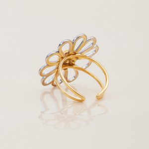 Bague Minimaliste En Acier Inoxydable Doré, Imperméable, À Motif Floral (1 Pièce) h5 Image8