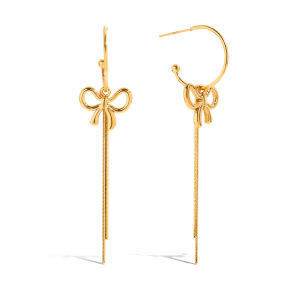 Boucles D'Oreilles Pendantes Pour Femme, Collection Romantique, Avec Pompons Papillon, En Acier Inoxydable Étanche, Couleur Or. h5