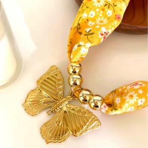 Collier Pendentif Papillon En Acier Inoxydable Étanche Couleur Or (1 Pièce) h5 Image3