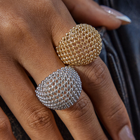Bague tendance géométrique personnalisée en acier inoxydable étanche couleur or (1 pièce)