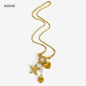 Collier Pendentif Oceanic En Acier Inoxydable Étanche Couleur Or (1 Pièce) h5 