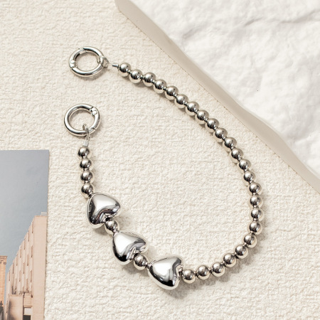 1 bracelet de téléphone en aluminium avec perles argentées de la série Modern 2