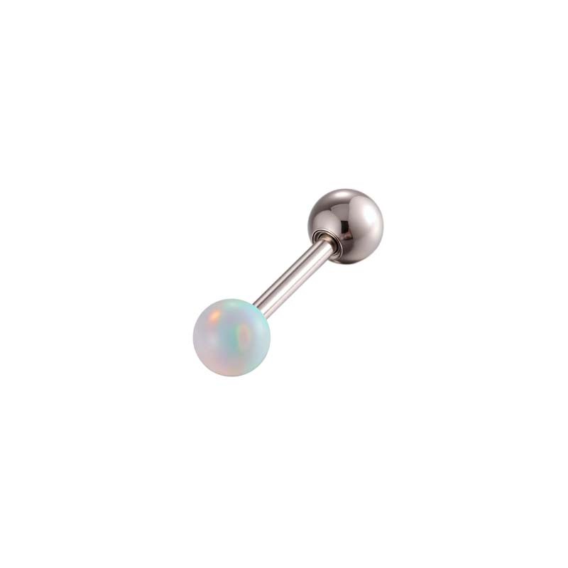 Boucles D'Oreilles Piercing Femme, Rondes, En Acier Inoxydable, Étanches, Avec Opale Simple (1 Pièce). 