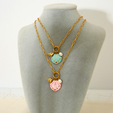 1 paire de colliers pour femmes, collection romantique, motif tortue, en acier inoxydable étanche 2